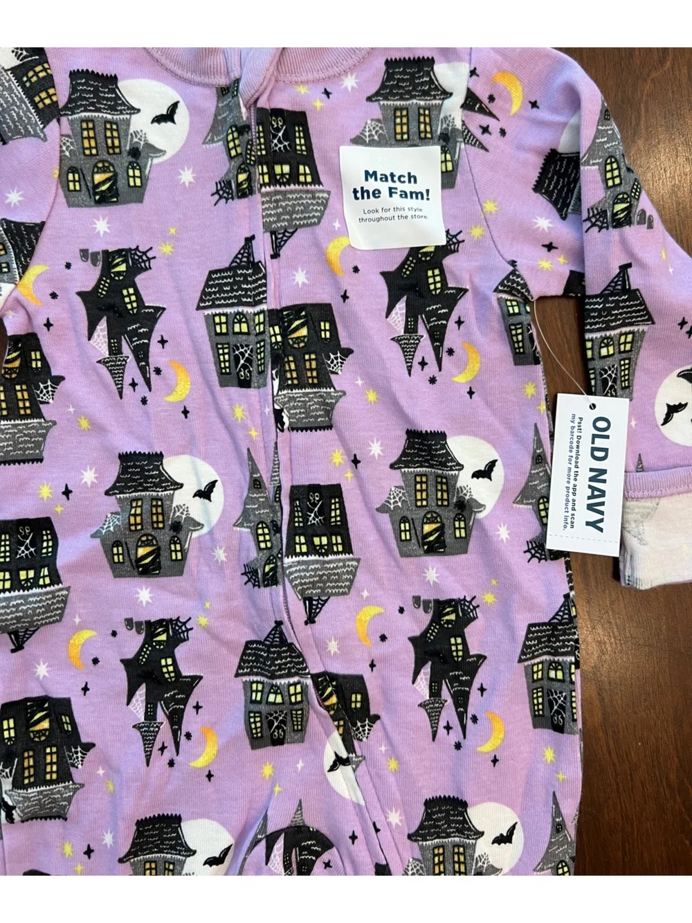 Old Navy Halloween Haunted House Footed Sleeper Pajamas NWT 2-Way Zipper